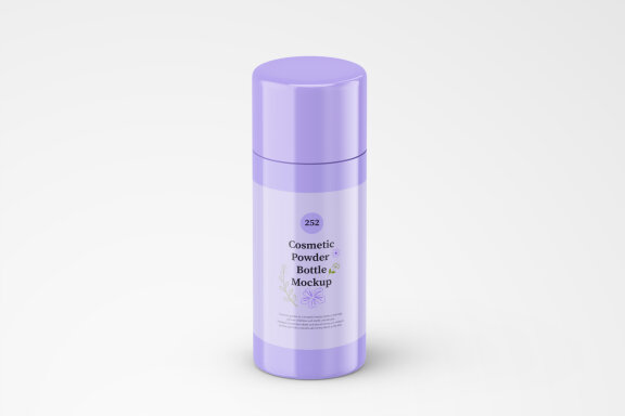 Glossy Finish Plastic Powder Bottle PSD Mockups