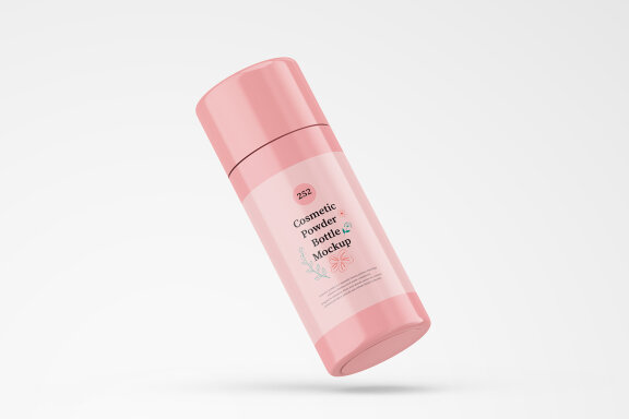 Glossy Finish Plastic Powder Bottle PSD Mockups