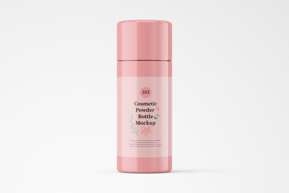 Glossy Finish Plastic Powder Bottle PSD Mockups
