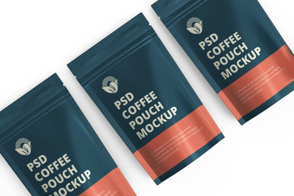 Glossy Coffee Pouch Packaging Mockups Zipper Bag