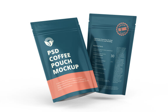 Glossy Coffee Pouch Packaging Mockups Zipper Bag