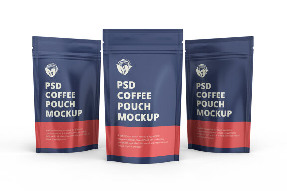 Glossy Coffee Pouch Packaging Mockups Zipper Bag