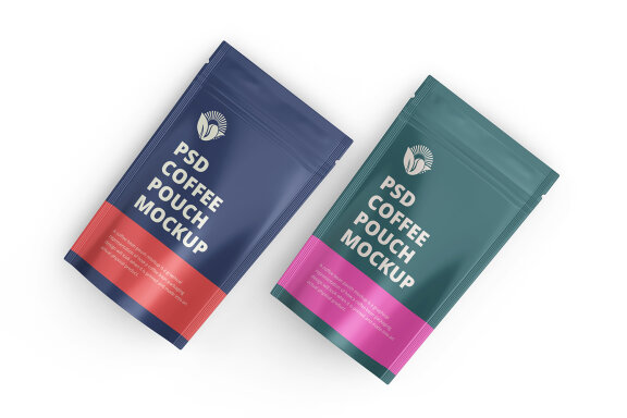 Glossy Coffee Pouch Packaging Mockups Zipper Bag