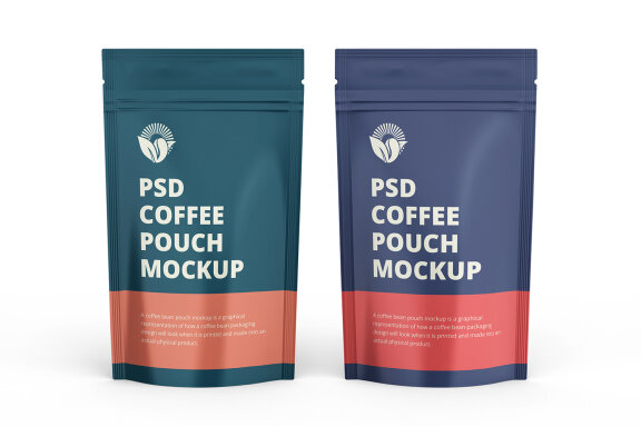 Glossy Coffee Pouch Packaging Mockups Zipper Bag