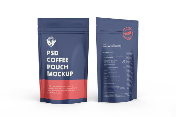 Glossy Coffee Pouch Packaging Mockups Zipper Bag