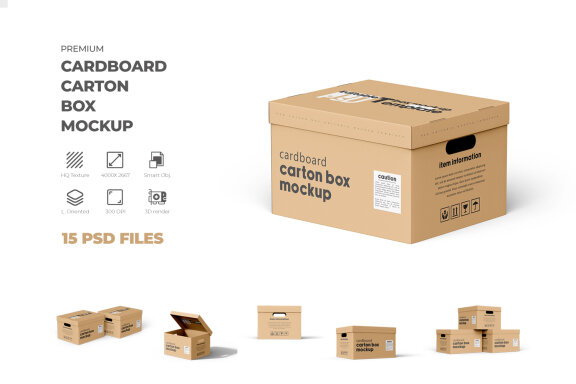 Premium PSD  Set of delivery items, cardboard boxes, tablet