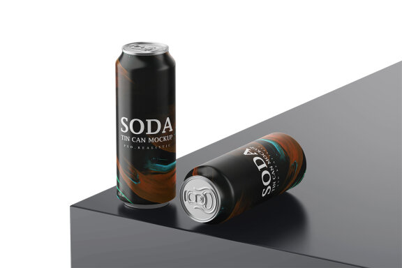 Aluminum Tin Soda Can Mockup for Cold Drinks Brand