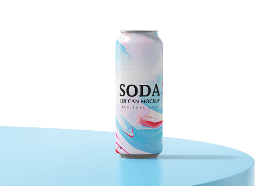 Aluminum Tin Soda Can Mockup for Cold Drinks Brand