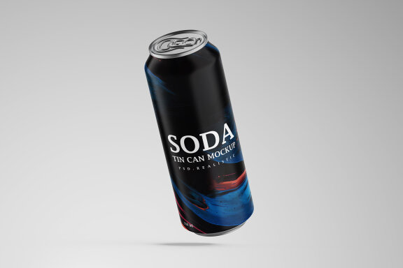 Aluminum Tin Soda Can Mockup for Cold Drinks Brand
