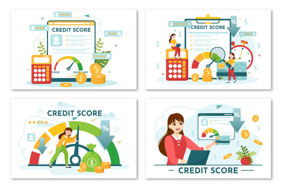 14 Credit Score Vector Illustration