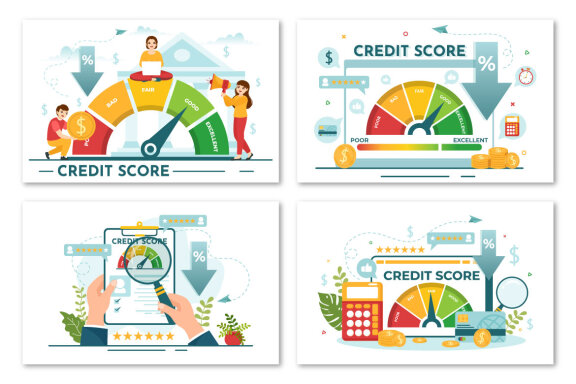 14 Credit Score Vector Illustration