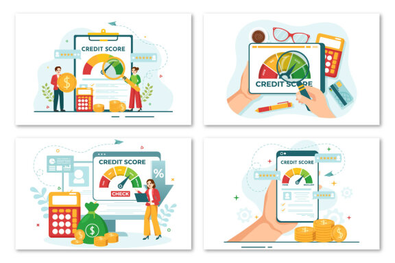 14 Credit Score Vector Illustration