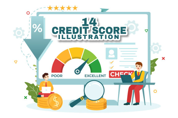 14 Credit Score Vector Illustration