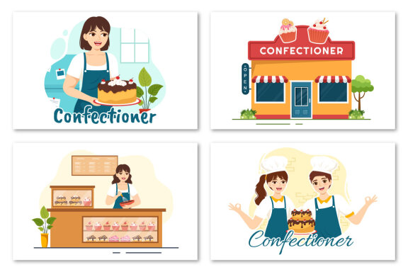 13 Confectioner Vector Illustration
