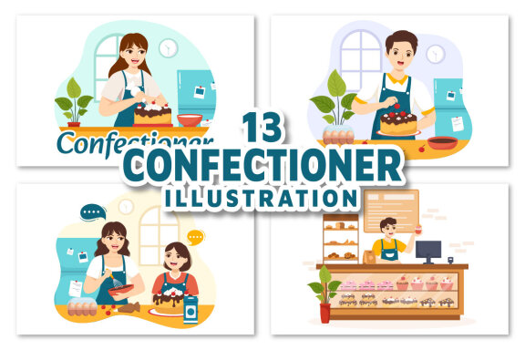 13 Confectioner Vector Illustration