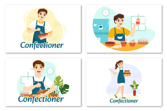 13 Confectioner Vector Illustration