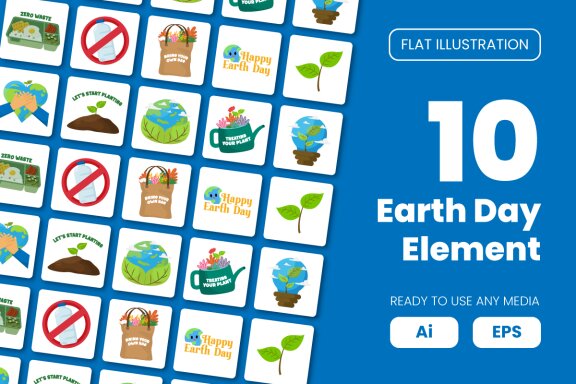 Collection of Earth Day Element in Flat Illustration