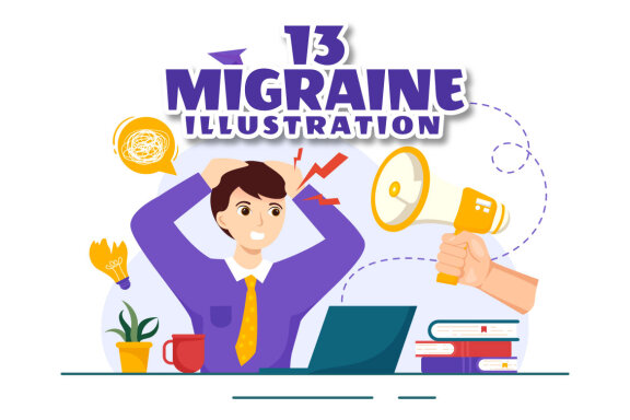 13 Migraine Vector Illustration