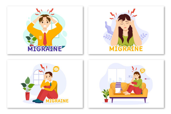 13 Migraine Vector Illustration
