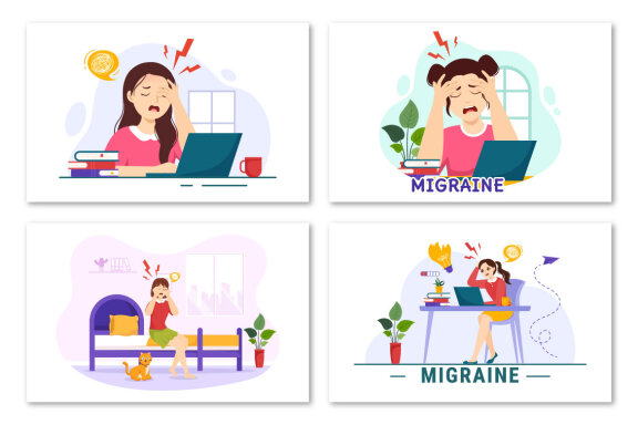 13 Migraine Vector Illustration