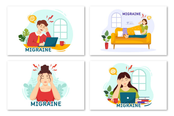 13 Migraine Vector Illustration