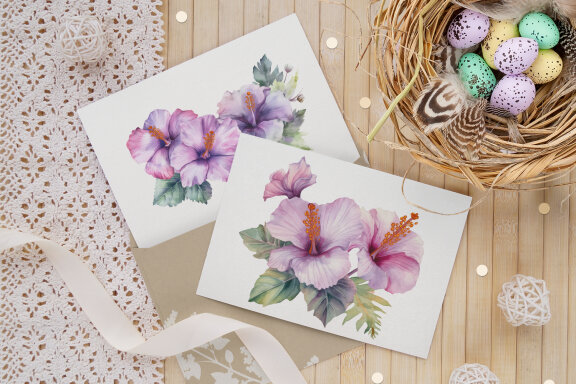 Hibiscus. Watercolor clipart collection Bundle