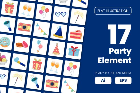 Collection of Party Element - Free Flat Illustrations