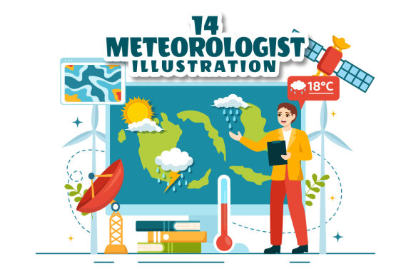 14 Meteorologist Vector Illustration