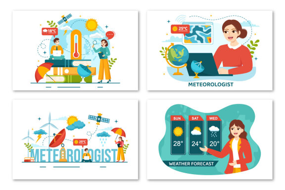 14 Meteorologist Vector Illustration