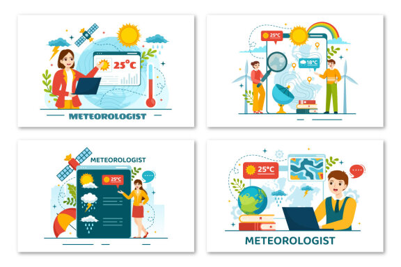 14 Meteorologist Vector Illustration