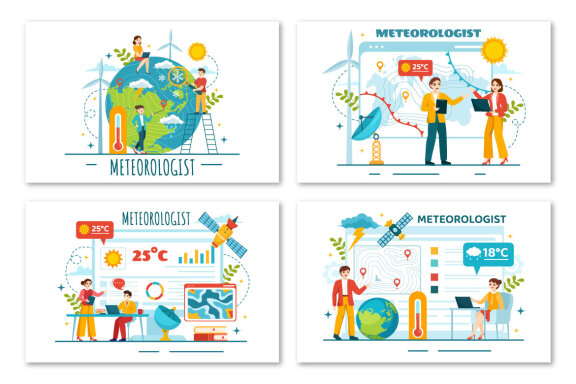 14 Meteorologist Vector Illustration