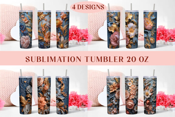 3d Flower Sublimation Tumbler