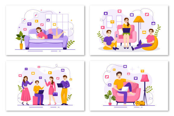 12 Internet Addiction FREE Vector Illustrations