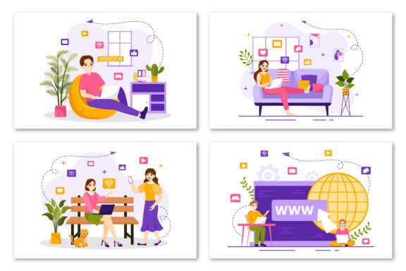 12 Internet Addiction FREE Vector Illustrations