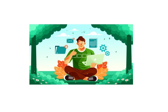 Working with Laptop in Park
