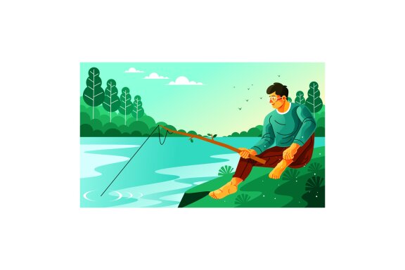 Fishing With Rods Made From Twigs And String