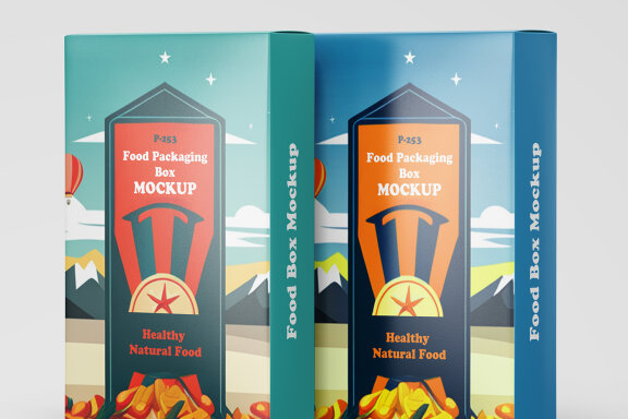 Premium Vertical Food Packaging Box PSD Mockups