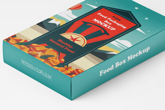 Premium Vertical Food Packaging Box PSD Mockups