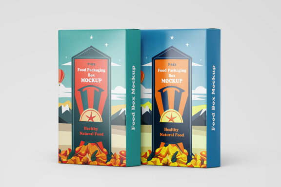 Premium Vertical Food Packaging Box PSD Mockups