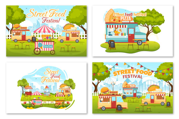 16 Street Food Festival Event Illustration