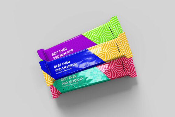 Candy Bar Pack Packaging Mockups