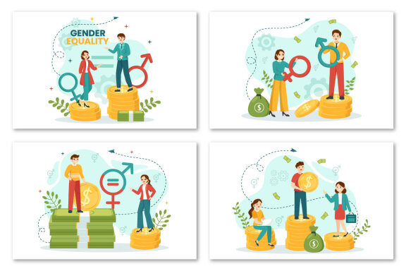 12 Gender Equality Vector Illustration