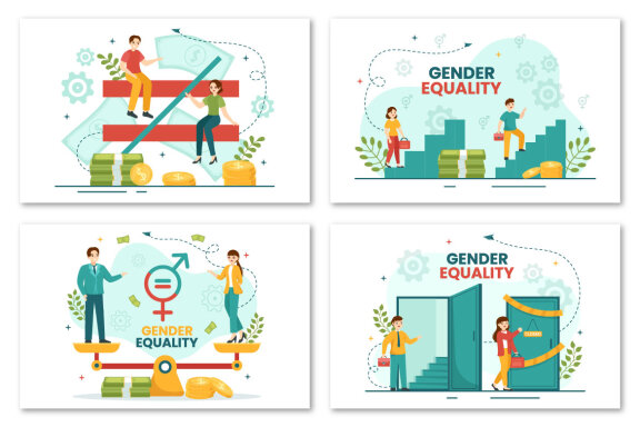 12 Gender Equality Vector Illustration
