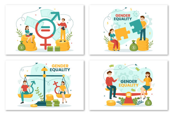12 Gender Equality Vector Illustration