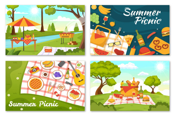 15 Summer Holiday Picnic Illustration