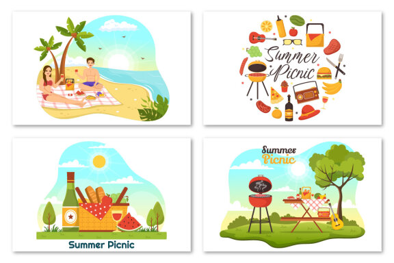 15 Summer Holiday Picnic Illustration