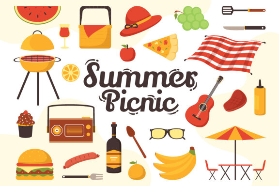15 Summer Holiday Picnic Illustration