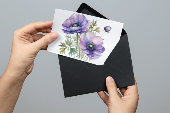 Blue flower. Watercolor clipart collection Bundle
