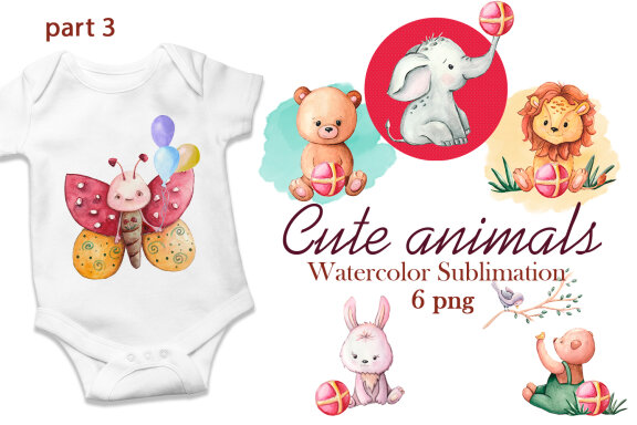 Cute animals for sublimation
