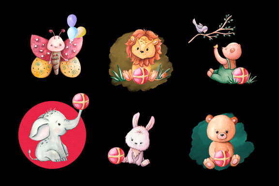 Cute animals for sublimation